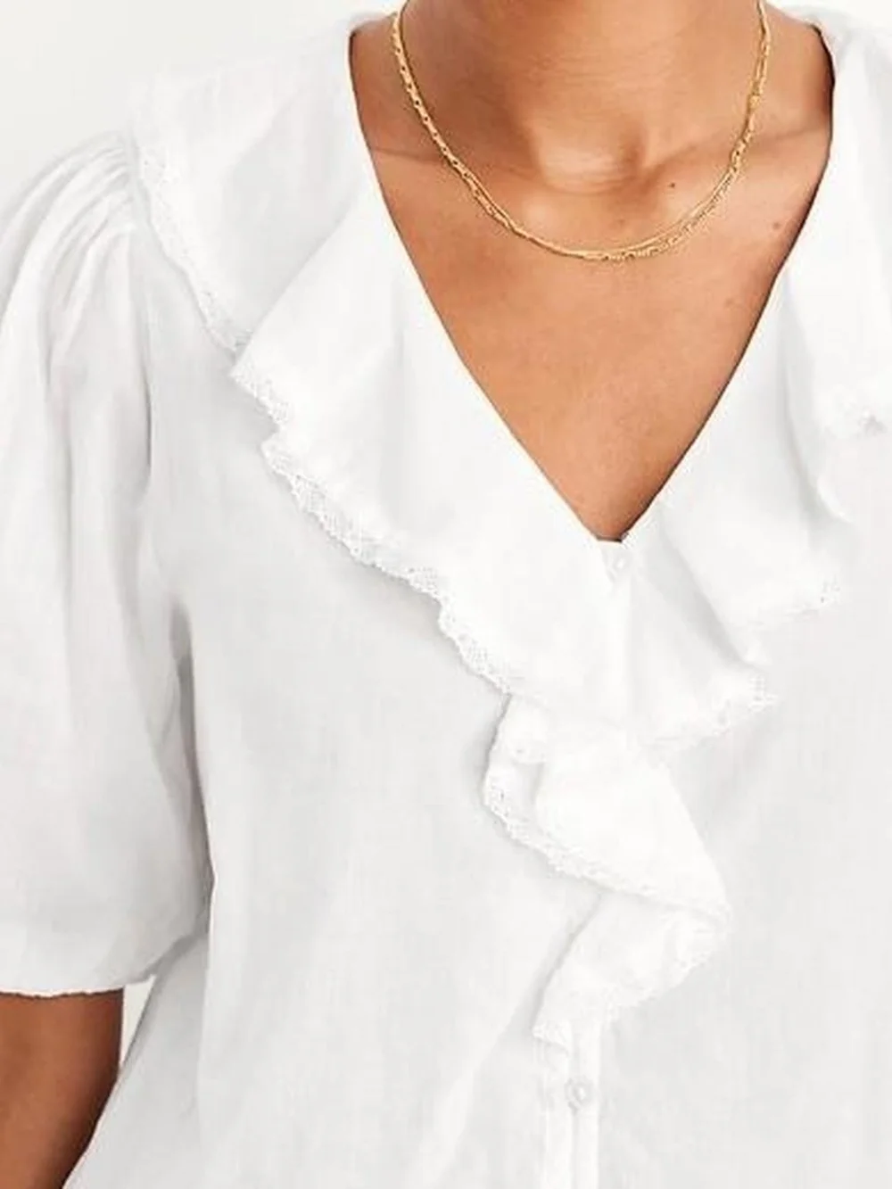 ruffle collar button down top